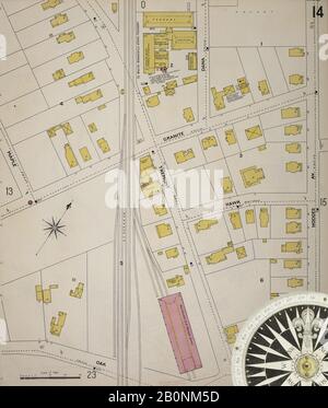 Immagine 15 Della Mappa Sanborn Fire Insurance Di Taunton, Bristol County, Massachusetts. 1898. 57 fogli. Bound, America, mappa stradale con una bussola Del Xix Secolo Foto Stock