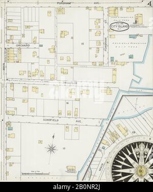 Immagine 4 Della Mappa Sanborn Fire Insurance Da City Island, Bronx County, New York. Apr 1893. 5 fogli, America, mappa stradale con una bussola Del Xix Secolo Foto Stock