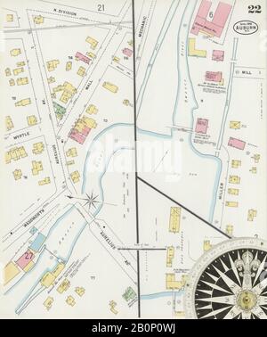 Immagine 22 Della Mappa Sanborn Fire Insurance Di Auburn, Cayuga County, New York. Apr 1898. 30 fogli, America, mappa stradale con una bussola Del Xix Secolo Foto Stock