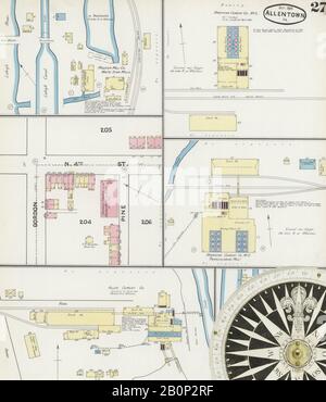 Immagine 27 Della Mappa Sanborn Fire Insurance Di Allentown, Lehigh County, Pennsylvania. Ott 1891. 32 fogli, America, mappa stradale con una bussola Del Xix Secolo Foto Stock