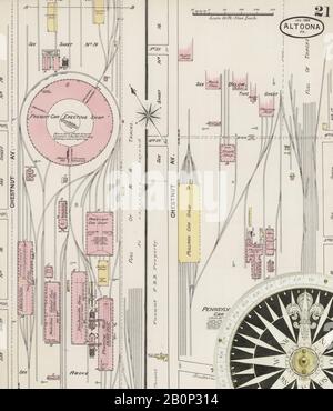 Immagine 21 Della Mappa Sanborn Fire Insurance Di Altoona, Blair County, Pennsylvania. Jan 1888. 23 fogli, America, mappa stradale con una bussola Del Xix Secolo Foto Stock