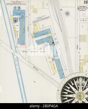 Immagine 12 Della Mappa Sanborn Fire Insurance Di Bristol, Bucks County, Pennsylvania. Ott 1894. 12 fogli, America, mappa stradale con una bussola Del Xix Secolo Foto Stock