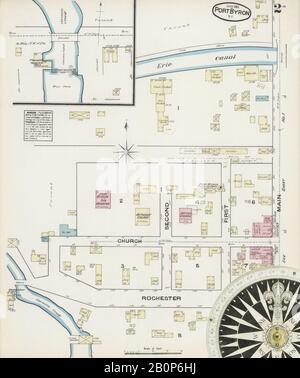 Immagine 2 Della Mappa Sanborn Fire Insurance Da Port Byron, Cayuga County, New York. Giu 1884. 2 fogli, America, mappa stradale con una bussola Del Xix Secolo Foto Stock