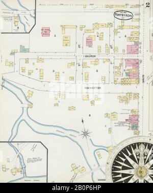 Immagine 2 Della Mappa Sanborn Fire Insurance Da Port Byron, Cayuga County, New York. Set 1890. 3 fogli, America, mappa stradale con una bussola Del Xix Secolo Foto Stock