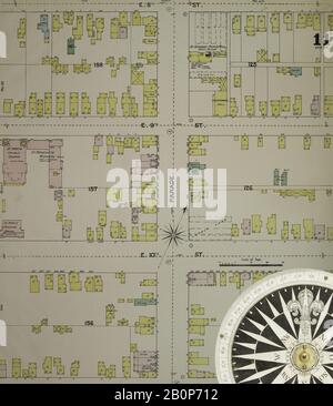 Immagine 11 Della Mappa Sanborn Fire Insurance Di Erie, Erie County, Pennsylvania. 1888. 36 fogli. Bound, America, mappa stradale con una bussola Del Xix Secolo Foto Stock