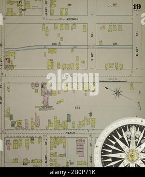 Immagine 19 Della Mappa Sanborn Fire Insurance Di Erie, Erie County, Pennsylvania. 1888. 36 fogli. Bound, America, mappa stradale con una bussola Del Xix Secolo Foto Stock