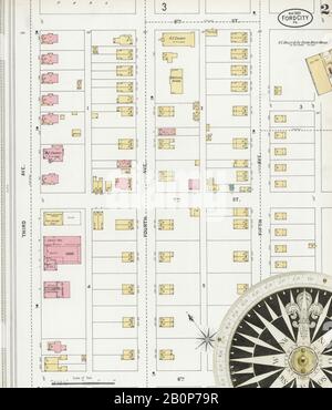 Immagine 2 Della Mappa Sanborn Fire Insurance Di Ford City, Armstrong County, Pennsylvania. Ago 1899. 5 fogli, America, mappa stradale con una bussola Del Xix Secolo Foto Stock