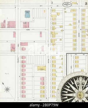 Immagine 3 Della Mappa Sanborn Fire Insurance Di Ford City, Armstrong County, Pennsylvania. Ago 1899. 5 fogli, America, mappa stradale con una bussola Del Xix Secolo Foto Stock