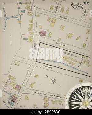 Immagine 22 Della Mappa Sanborn Fire Insurance Da Staten Island (Borough Of Richmond), Richmond County, New York. Lug 1885. 31 fogli. Include Staten Island. Bound, America, mappa stradale con una bussola Del Xix Secolo Foto Stock