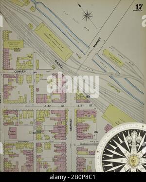 Immagine 17 Della Mappa Sanborn Fire Insurance Di Harrisburg, Dauphin County, Pennsylvania. 1890. 42 fogli. Bound, America, mappa stradale con una bussola Del Xix Secolo Foto Stock