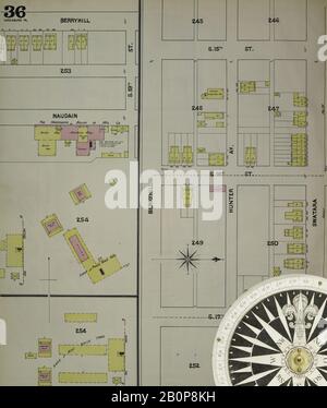 Immagine 36 Della Mappa Sanborn Fire Insurance Di Harrisburg, Dauphin County, Pennsylvania. 1890. 42 fogli. Bound, America, mappa stradale con una bussola Del Xix Secolo Foto Stock