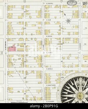 Immagine 20 Della Mappa Sanborn Fire Insurance Di Hazleton, Luzerne County, Pennsylvania. Dic 1895. 24 fogli, America, mappa stradale con una bussola Del Xix Secolo Foto Stock