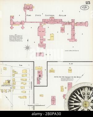 Immagine 25 Della Mappa Sanborn Fire Insurance Da Roma, Oneida County, New York. Ott 1899. 26 fogli, America, mappa stradale con una bussola Del Xix Secolo Foto Stock