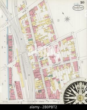 Immagine 10 Della Mappa Sanborn Fire Insurance Di Schenectady, Schenectady County, New York. Maggio 1894. 37 fogli, America, mappa stradale con una bussola Del Xix Secolo Foto Stock