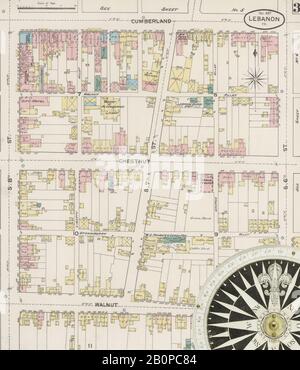 Immagine 3 Della Mappa Sanborn Fire Insurance Dal Libano, Lebanon County, Pennsylvania. Dic 1887. 14 fogli, America, mappa stradale con una bussola Del Xix Secolo Foto Stock