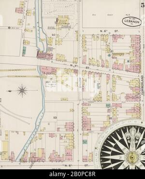Immagine 5 Della Mappa Sanborn Fire Insurance Dal Libano, Lebanon County, Pennsylvania. Dic 1887. 14 fogli, America, mappa stradale con una bussola Del Xix Secolo Foto Stock