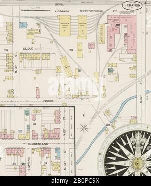 Immagine 7 Della Mappa Sanborn Fire Insurance Dal Libano, Lebanon County, Pennsylvania. Dic 1887. 14 fogli, America, mappa stradale con una bussola Del Xix Secolo Foto Stock