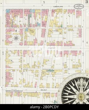 Immagine 3 Della Mappa Sanborn Fire Insurance Dal Libano, Lebanon County, Pennsylvania. Feb 1896. 17 fogli, America, mappa stradale con una bussola Del Xix Secolo Foto Stock