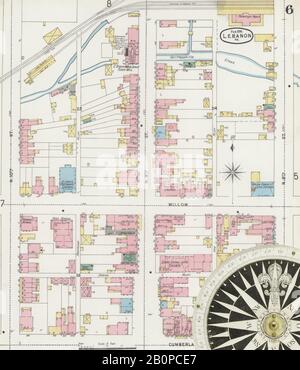 Immagine 6 Della Mappa Sanborn Fire Insurance Dal Libano, Lebanon County, Pennsylvania. Feb 1896. 17 fogli, America, mappa stradale con una bussola Del Xix Secolo Foto Stock