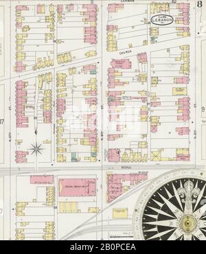 Immagine 8 Della Mappa Sanborn Fire Insurance Dal Libano, Lebanon County, Pennsylvania. Feb 1896. 17 fogli, America, mappa stradale con una bussola Del Xix Secolo Foto Stock