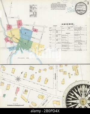 Immagine 1 Della Mappa Sanborn Fire Insurance Di Skaneateles, Onondaga County, New York. Lug 1898. 9 fogli, America, mappa stradale con una bussola Del Xix Secolo Foto Stock