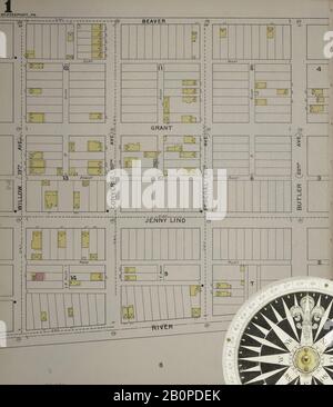 Immagine 2 della mappa Sanborn Fire Insurance di McKeesport, Allegheny County, Pennsylvania. 1894. 40 fogli. Bound, America, mappa stradale con una bussola Del Xix Secolo Foto Stock