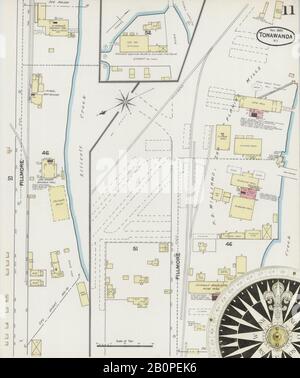 Immagine 11 Della Mappa Sanborn Fire Insurance Di Tonawanda, Erie County, New York. Nov 1889. 33 fogli, America, mappa stradale con bussola Ottocentesca Foto Stock