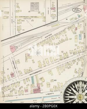 Immagine 7 Della Mappa Sanborn Fire Insurance Di Utica, Oneida County, New York. Apr 1884. 20 fogli, America, mappa stradale con una bussola Del Xix Secolo Foto Stock