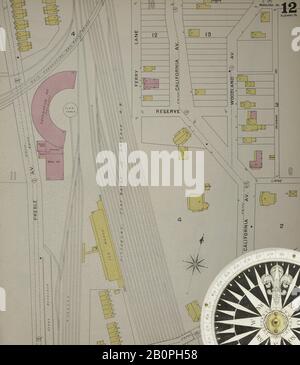 Immagine 13 Della Mappa Sanborn Fire Insurance Di Allegheny, Allegheny County, Pennsylvania. 1893. 125 fogli. Bound, America, mappa stradale con una bussola Del Xix Secolo Foto Stock