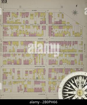 Immagine 24 Della Mappa Sanborn Fire Insurance Di Allegheny, Allegheny County, Pennsylvania. 1893. 125 fogli. Bound, America, mappa stradale con una bussola Del Xix Secolo Foto Stock