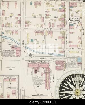 Immagine 12 Della Mappa Sanborn Fire Insurance Di Allentown, Lehigh County, Pennsylvania. Mar 1885. 25 fogli, America, mappa stradale con una bussola Del Xix Secolo Foto Stock