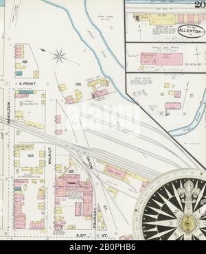 Immagine 20 Della Mappa Sanborn Fire Insurance Di Allentown, Lehigh County, Pennsylvania. Ott 1891. 32 fogli, America, mappa stradale con una bussola Del Xix Secolo Foto Stock