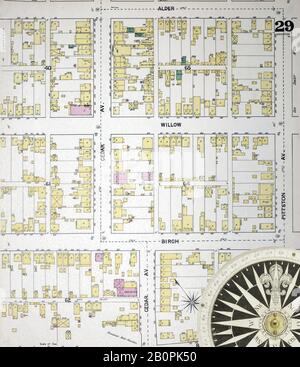 Immagine 29 Della Mappa Sanborn Fire Insurance Di Scranton, Lackawanna County, Pennsylvania. 1888. 39 fogli. Bound, America, mappa stradale con una bussola Del Xix Secolo Foto Stock