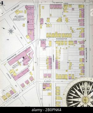 Immagine 4 Della Mappa Sanborn Fire Insurance Da York, York County, Pennsylvania. 1894. 68 fogli. Include Dallastown, Emigsville, Fairmount, Glen Rock, Goldsboro, Mayersville (O North York), New Freedom, Red Lyon, Seitzland, Seven Valley, Shrewsbury, York. Bound, America, mappa stradale con una bussola Del Xix Secolo Foto Stock