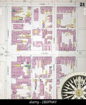 Immagine 21 Della Mappa Sanborn Fire Insurance Di York, York County, Pennsylvania. 1894. 68 fogli. Include Dallastown, Emigsville, Fairmount, Glen Rock, Goldsboro, Mayersville (O North York), New Freedom, Red Lyon, Seitzland, Seven Valley, Shrewsbury, York. Bound, America, mappa stradale con una bussola Del Xix Secolo Foto Stock