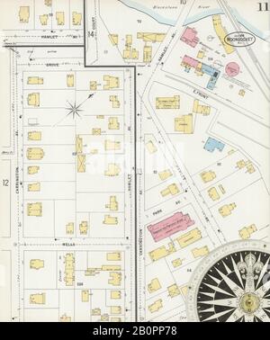 Immagine 11 Della Mappa Sanborn Fire Insurance Di Woonsocket, Providence County, Rhode Island. Lug 1898. 25 fogli, America, mappa stradale con una bussola Del Xix Secolo Foto Stock
