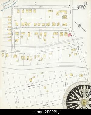 Immagine 14 Della Mappa Sanborn Fire Insurance Di Barre, Washington County, Vermont. Giu 1916. 31 foglio(i), America, mappa stradale con una bussola Ottocentesca Foto Stock