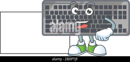 Carino divertente carattere di cartone animato tastiera nera avendo un bordo Illustrazione Vettoriale