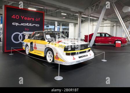 40 Anni di Audi quattro in mostra al London Classic Car Show di Olympia London UK 20/02/2020 Foto Stock