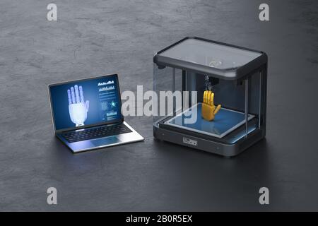 manuale robot di stampa 3d rendering 3d Foto Stock