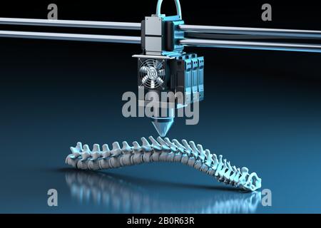 3d rendering 3d stampante stampa dorso protesico Foto Stock