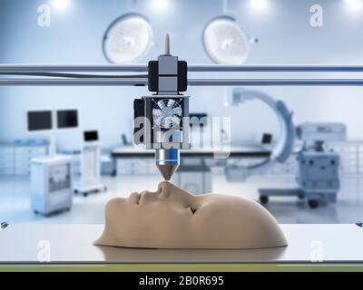 la stampante 3d 3d rendering stampa il volto umano Foto Stock