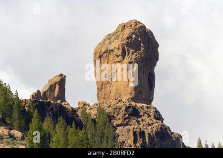 Roque Nublo al sole Foto Stock