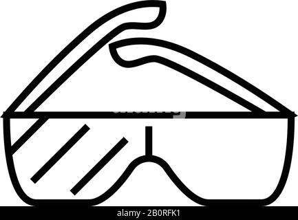icona della linea di glassess 3d, simbolo concettuale, illustrazione del vettore di contorno, simbolo lineare. Illustrazione Vettoriale