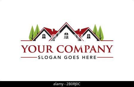 Agenti Immobiliari, Architetto, Roofing, Ristrutturazione E Modello Di Logo Vettore Ipotecario Illustrazione Vettoriale