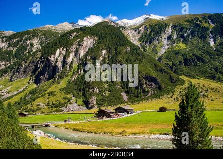 Rifugio Alpino, Krimmler Achental, Krimmler Tauernhaus, Krimmler Ache, Krimml, Pinzgau, Provincia Di Salisburgo, Austria Foto Stock