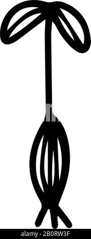 Giovani pianta in stile doodle disegnato a mano isolato su sfondo bianco. Illustrazione dello stock del contorno del vettore. Illustrazione Vettoriale