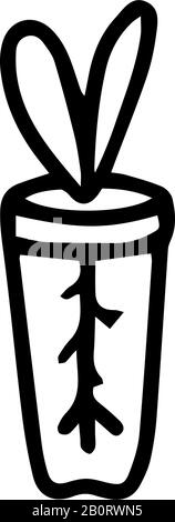 Giovani pianta in stile doodle disegnato a mano isolato su sfondo bianco. Illustrazione dello stock del contorno del vettore. Illustrazione Vettoriale