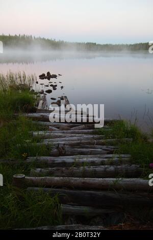 Lago di taiga in Finlandia Foto Stock