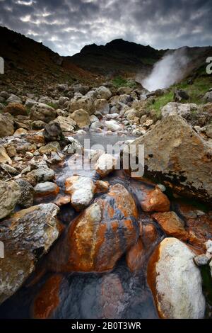 Sorgenti termali dell'area geotermica Krysuvik, Islanda, Krysuvik Foto Stock